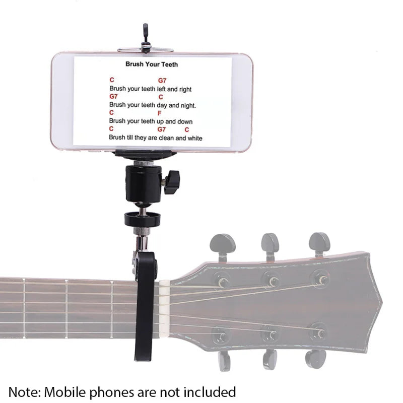 Guitar Phone Holder with Capo Music Sheet Phone Clip Guitar Neck Phone Holder Suitable for Phones with Guitar Phone Mount Capo